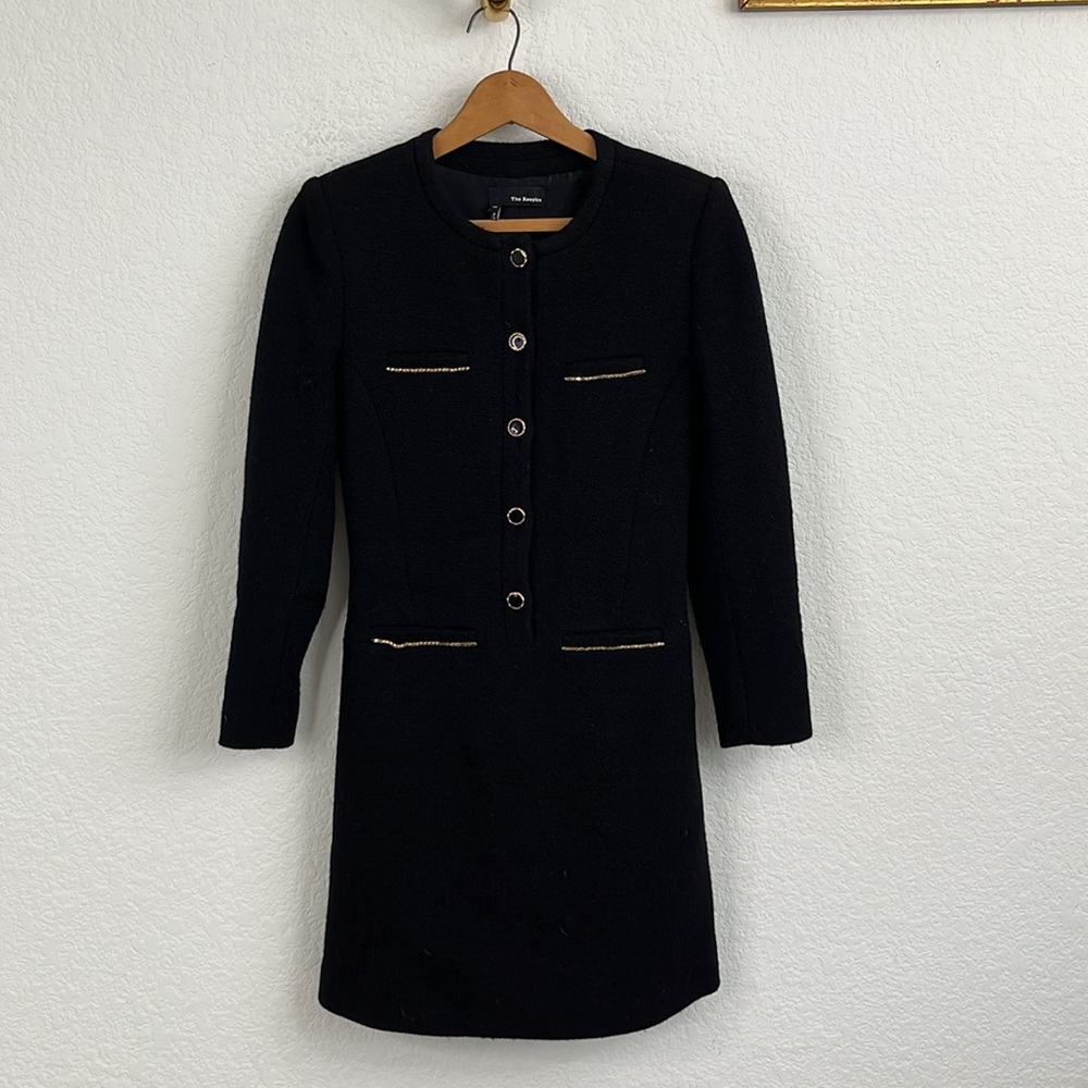 The Kooples Black Long Sleeve Dress with Chanel vibes